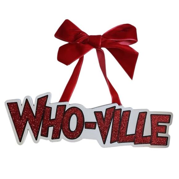 Dr.Seuss How The Grinch Stole Christmas WHO-VILLE Small Ornament Sign - Picture 1 of 2